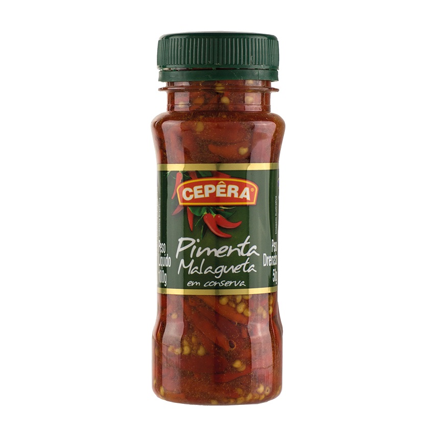 Pimenta Malagueta Vermelha / Rote  Malagueta-Chili (eingelegt) - CEPÊRA , 100g
