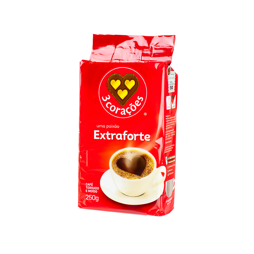 Café extra-forte / brasil. Premium-Kaffee, gemahlen - 3 CORAÇÕES, 250g