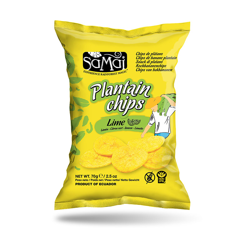 Plantain Chips lemon / Kochbananen-Chips Limette - Samai, 75g