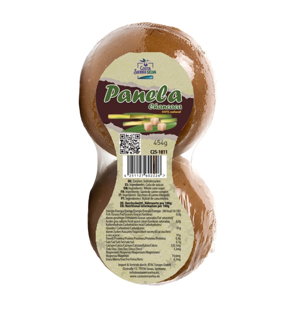 [C2S-1011] Panela/Chancaca fraccionada / Vollrohrzuckerblock in 4 Stücken  - CostaSierraSelva 454g