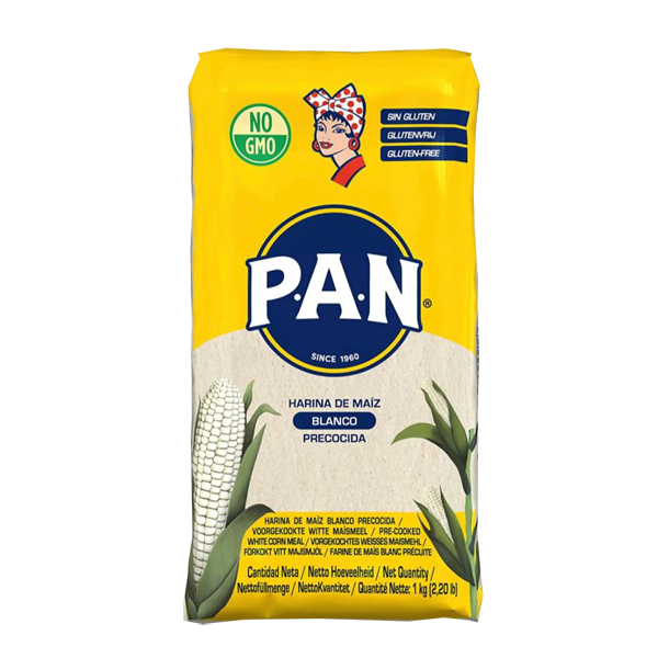 [OM-1713] Harina de Maíz Blanco (precocida) / Weißes Maismehl (vorgekocht) für Arepas, Tortillas, Tamales - P.A.N. , 1kg