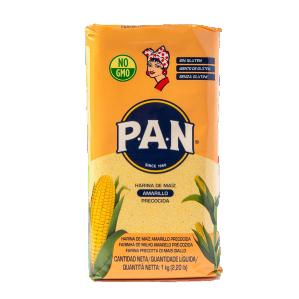 Harina de Maíz Amarillo (precocida) / Gelbes Maismehl (vorgekocht) für Arepas, Tortillas, Tamales - P.A.N. , 1kg