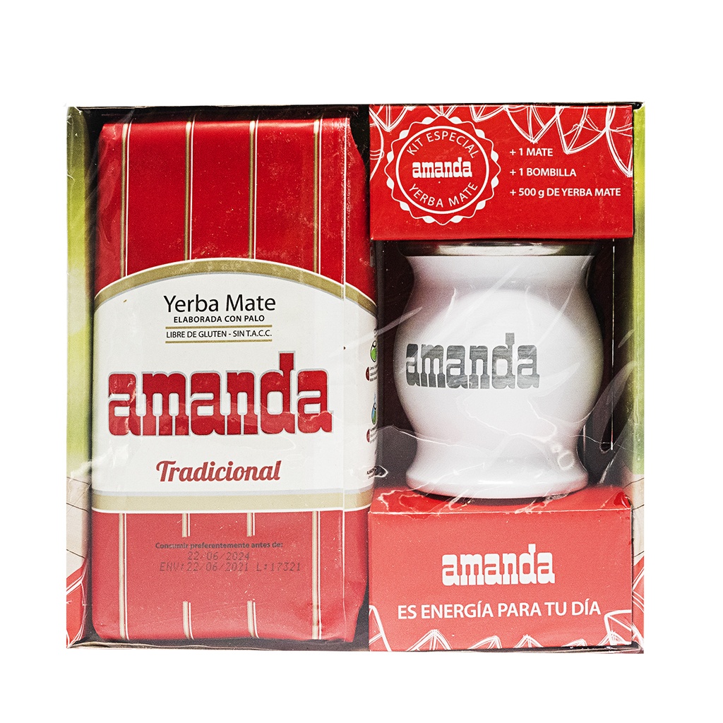 Amanda Mate KIT 500g Yerba Mate plus Bombilla plus