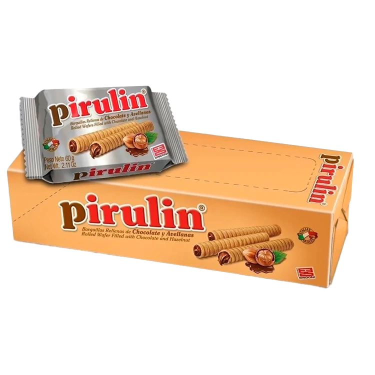 [OM-1949] Pirulin Barquillo Relleno de Chocolate y Avellanas / Pirulin Waffel mit Schokoladen- und Haselnussfüllung Display 12 x 66g