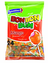 [OM-1311] Bon Bon Bum Mango / Kolumbianische Lutscher Mango mit Kaugummikern - Colombina, 408g/24Stk.