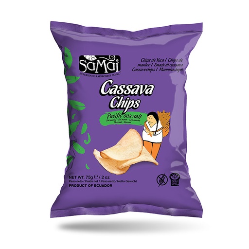 [OM-1077] Cassava Chips, pacific sea salt  / Maniok-/Yuca-Chips gesalzen - Samai, 57g