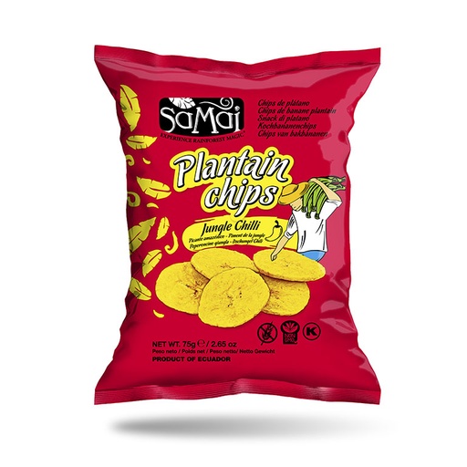 [OM-1132] Plantain Chips, jungle chili  / Kochbananen-Chips mit Chili - Samai, 75g