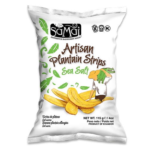 [OM-1130] Artisan Plantain Strips / Lange Kochbananen-Chips gesalzen - Samai, 115g